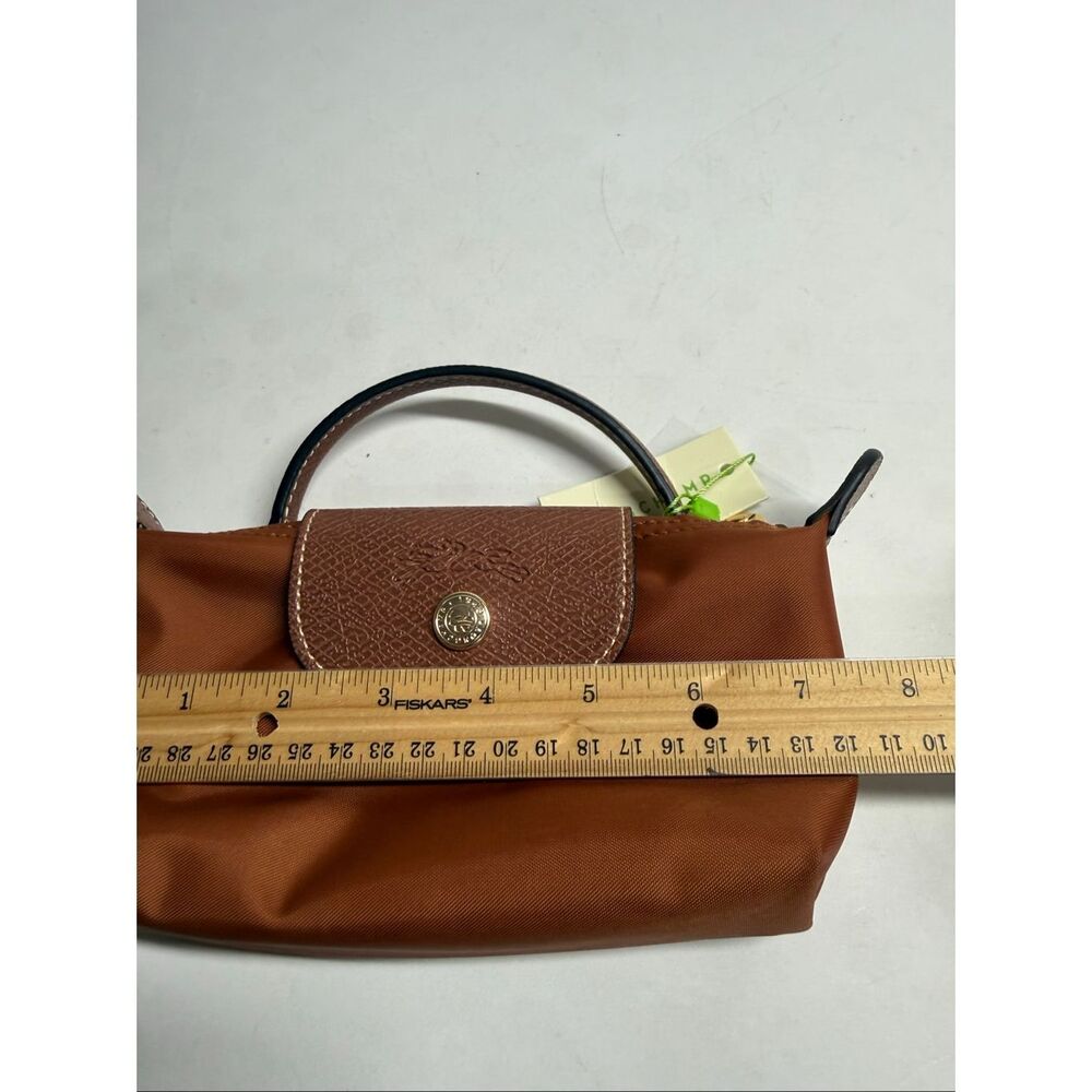 Longchamp Mini Le Pliage Cognac Brown Top Handle Bag + Strap - Picture 7 of 9